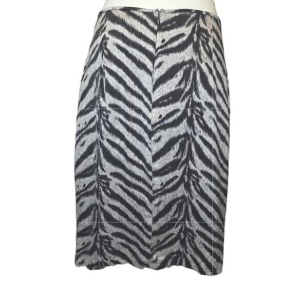 Girlfriend Italian Silk Zebra Skirt 90s Y2K Sequin Pencil Midi - Picture 2 of 11